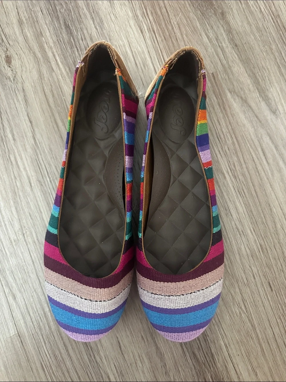 REEF | Striped Multicolor Canvas Women’s Ballet Flats, Size 9.5